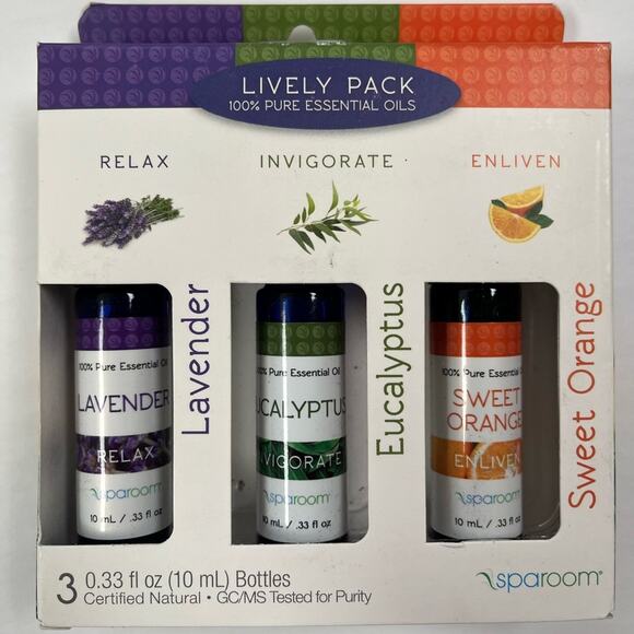 Sparoom Essential Oil Sensory Pack Lively 100% Pure Lavender Orange Eucalyptus - Picture 1 of 3